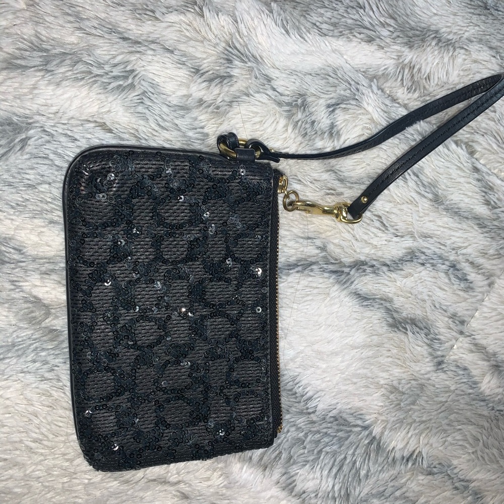 Coach sequin wristlet with purple interior 💜